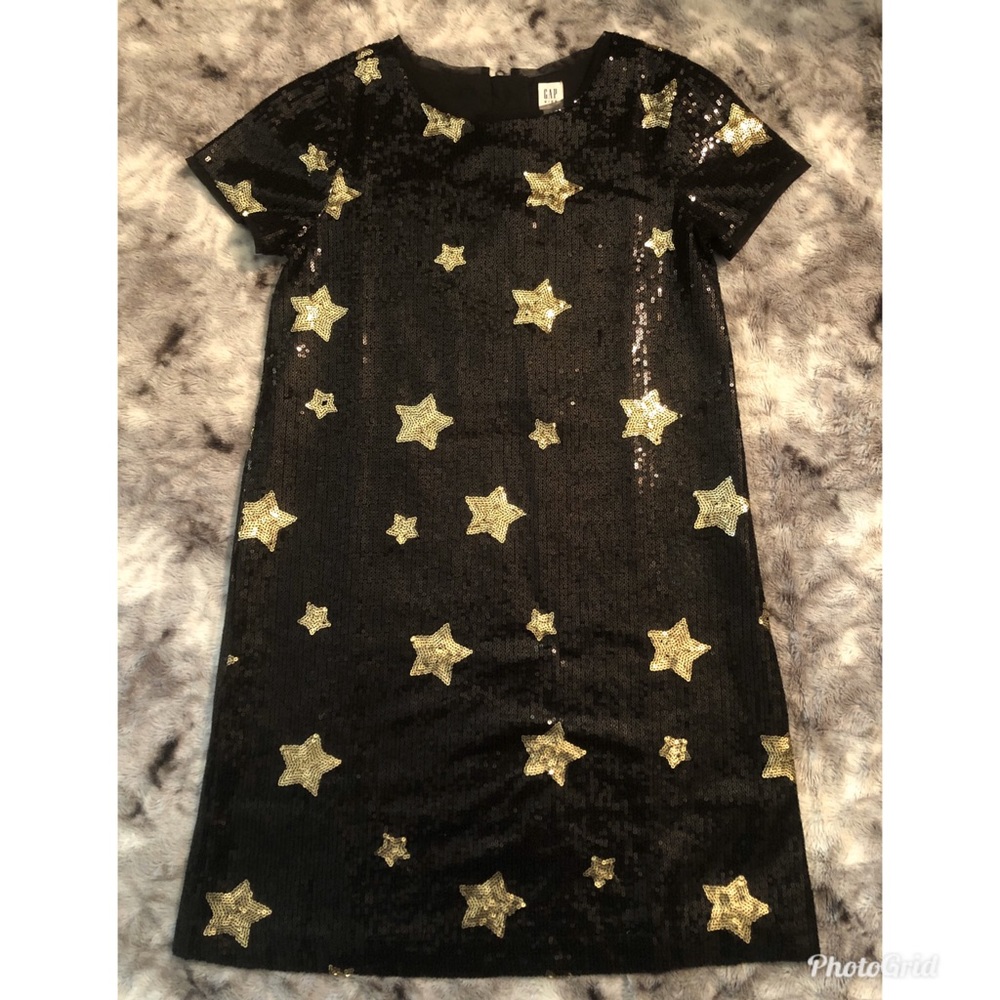 GAPKids Black/Gold Sequins Shift Dress (XL)